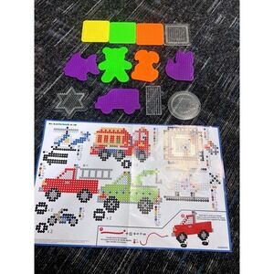 Perler Beads Peg Boards Lot Of 12 And Pattern Sheet For Creating Vehicles  Truck